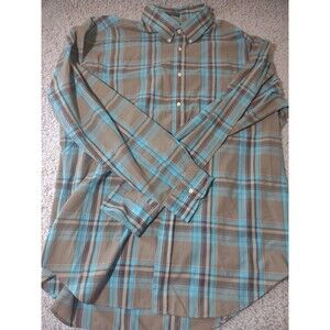 John Weitz Button Up Plaid Blue Grey Sz XL Punk Y2K